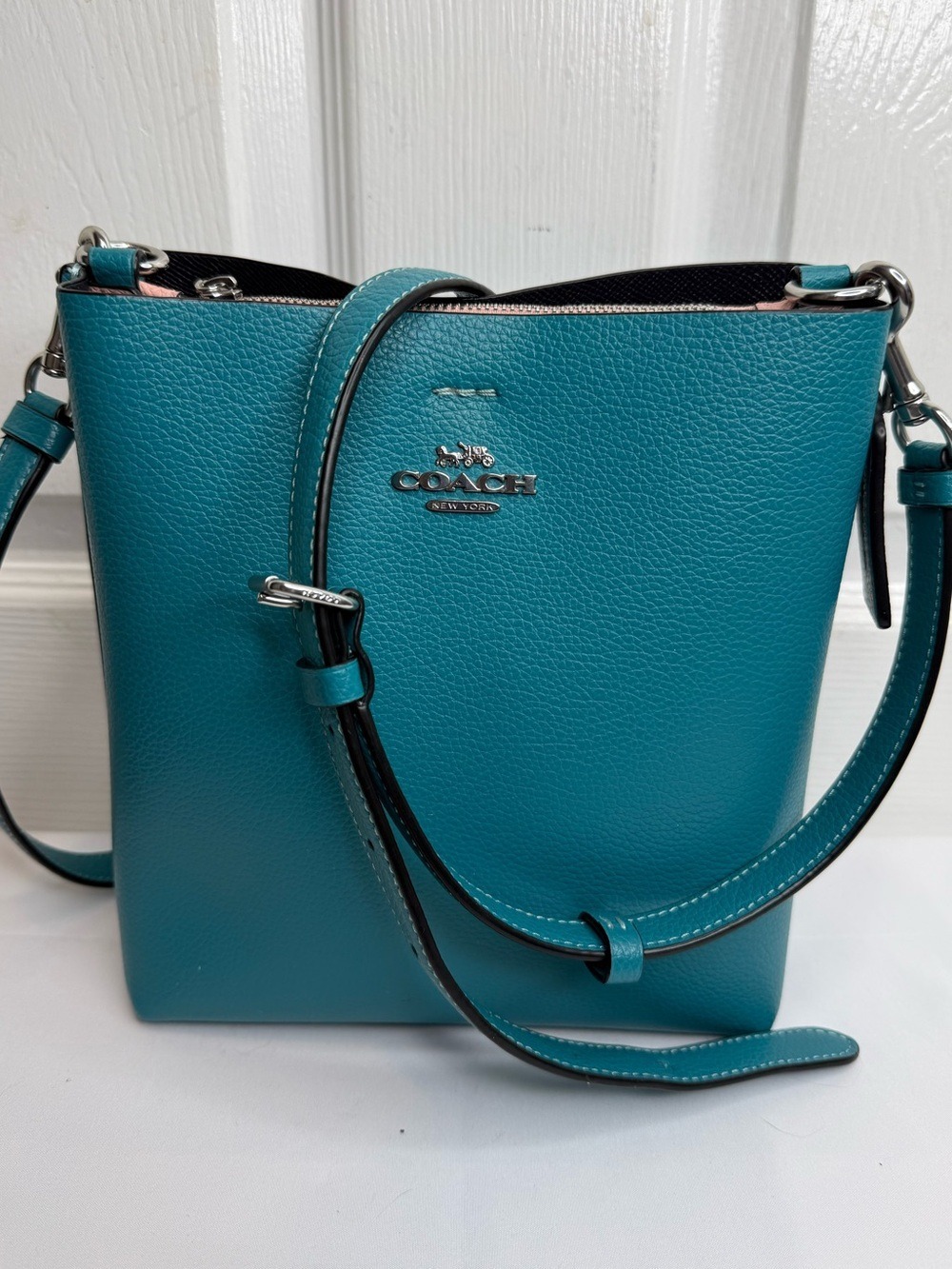 COACH NEW YORK MOLLY 22 BUCKET LEATHER SHOULDER CROSSBODY BAG NWOT TEAL